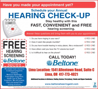Annual Hearing Check-Up, Beltone Hearing Care Center, Lima, OH