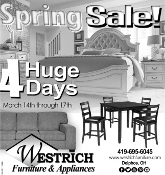 Spring Sale Westrich Furniture Appliances Delphos Oh
